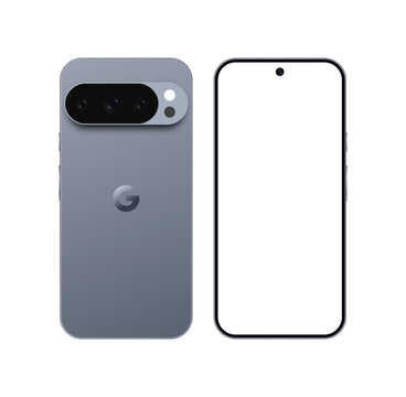 Google Pixel 10 Pro XL Moonstone highlighting the triple camera. Realistic vector illustration.