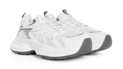 Pair of stylish sneakers isolated on white