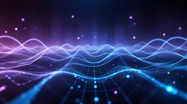 Dynamic network connections with glowing particles for modern technology, futuristic designs and data visualization, perfect for innovative concepts - Powered by Adobe