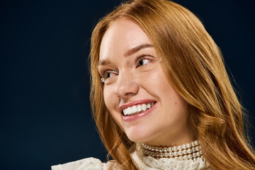 Young woman with radiant smile showcases beauty and grace in a close up portrait