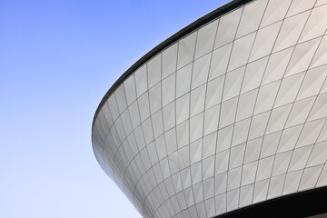 Modern architecture with geometric facade
