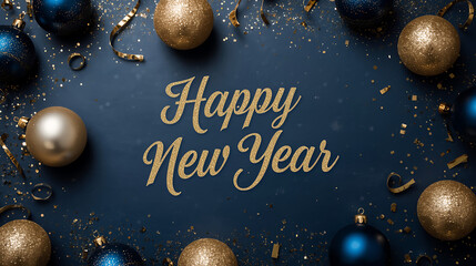 Naklejka premium Elegant Happy New Year celebration with gold accents