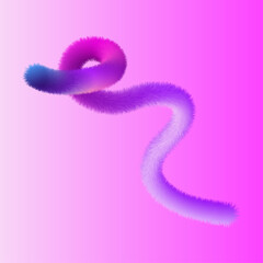 Abstract fuzzy wavy line with gradient colors on a vibrant pink background