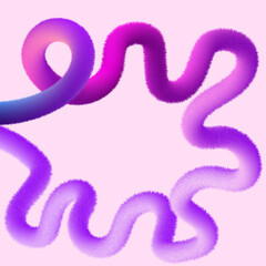 Abstract wavy gradient line forming an irregular loop on a light pink background
