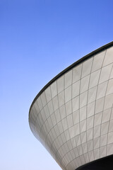 Modern architecture with geometric facade
