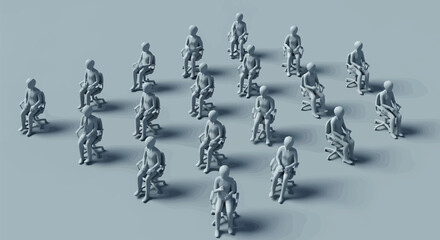 Group of People Sitting on Chairs in a Meeting Formation Concept
