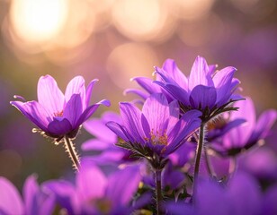 Purple Flowers in Golden Sunlight