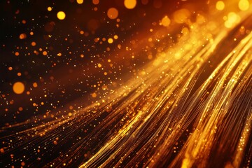 Close up of gold sparkle with shimmering particles on a dark background for textures