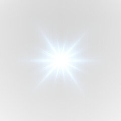 Obraz premium Blue glowing starburst explodes on a black PNG background. Sparkling particles scatter dynamically along radiant motion trails. Ideal for cosmic, magical, or festive visuals.