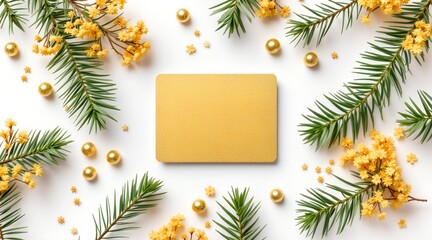 golden gift card on white background