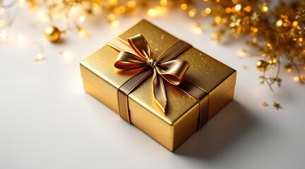 golden gift card on white background