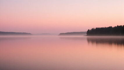 Fototapeta premium Calm Lake with Forest Reflection
