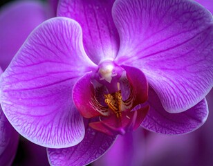 Purple Orchid Close Up, Vibrant Petals, Detailed Flower Macro Photography