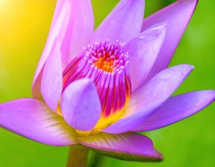 Purple Water Lily Close Up with Yellow Center