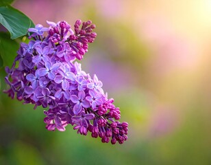 Purple Lilac Blossoms in Soft Sunlight
