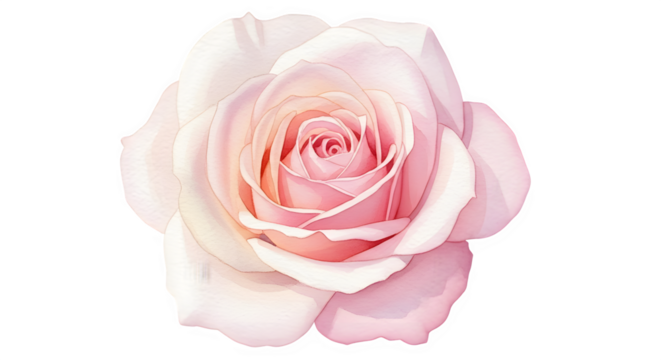 A close up of a light pink rose with darker pink center petals on a black background image view