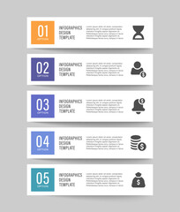 Vertical infographic template. Five steps of the business and marketing process infographic layout.