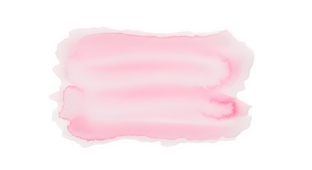A pink watercolor blot with rough edges on a transparent background for design elements and backdrops