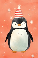 Fototapeta premium Christmas penguin character animal winter nature.