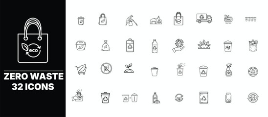 Zero waste concept design with recycling symbols and sustainable living elements in vector format