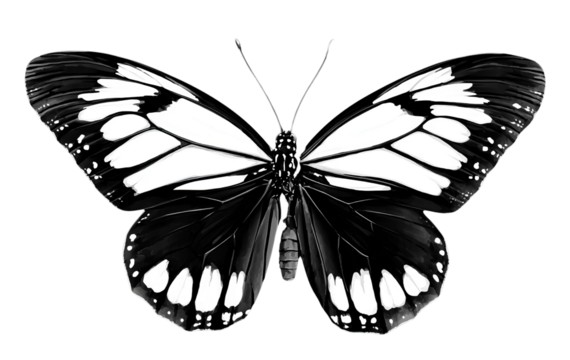 Black and White Butterfly Wings isolated on a transparent background 1