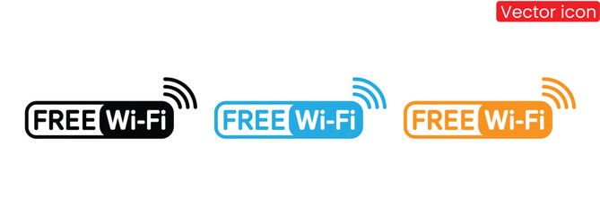 Obraz premium Connect to complimentary WiFi hotspots for seamless browsing,Free wifi icon set. Free wifi logo, label, sign, badge, symbol isolated on white background. Wifi signal, public place, access point,