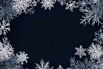 Snowflakes background winter frame.