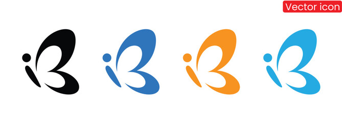 Colorful butterfly icons set for branding inspiration,Creative abstract butterfly logo design.Premium Vector,Butterflies silhouettes.spring butterfly silhouette collection isolated on white background