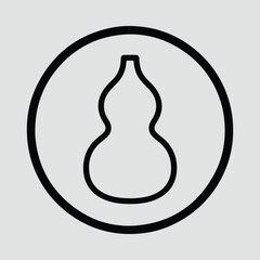 Illustrator Calabash bottle gourd outline icon inside circle Silhouette vector