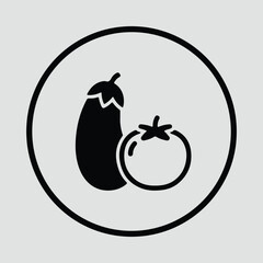 Illustrator eggplant and tomato organic farm fresh vegetables Silhouette vector
