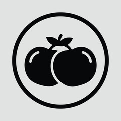 Illustrator Fresh cherries fruit two simple circle Silhouette vector