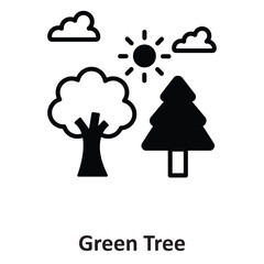 Green Tree Vector icon which can easily modify or edit