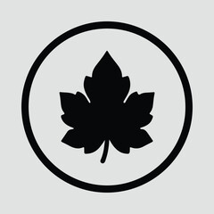 Illustrator maple leaf icon inside circle simple minimalist Silhouette vector