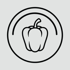 Illustrator Pepper outline in circle logo icon Silhouette vector