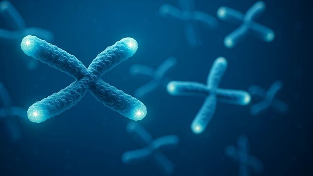 Chromosomes in Vibrant Blue Exploring Genetic Materials Role in Health, Longevity, and Lifespan Through Innovative Technology and Science