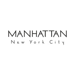 Elegant minimal typography featuring the word “Manhattan” with refined letter spacing and a modern “New York City” caption. stylish, and perfect for contemporary fashion and urban design themes.
