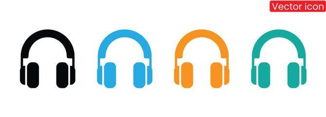 Colorful headphone set for audio enjoyment and music vibes,Headphone icon set. Headphone and headset silhouettes collection. Vector illustration,Headphone sign and symbol
