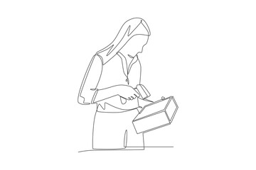 Packing boxes for online orders concept one-line drawing