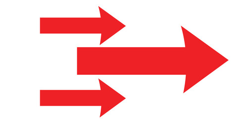 Long red arrows icon. Trendy long red arrow in flat style. Replaceable vector design. For your apps, websites and UI or UX design