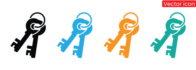 Key icon set. Isolated security and lock symbol.Vibrant key set unlocking success and security solutions,Key icon set isolated on transparent. Keys and locks. Antique key silhouettes,
