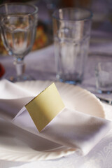 Elegant table setting with name card for an event