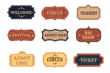 set of retro labels. Set of Vintage ticket collection.  Retro vector design for events, shows, and carnival posters. Christmas illustration