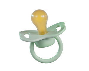 3D Mint Green baby pacifier icon. Silicone nipple. Newborn boy accessory  in soft pastel colors isolated on a transparent background. 3D render
