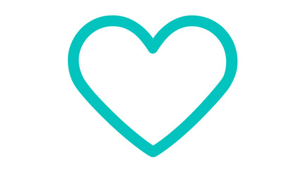 Elegant teal heart outline icon, a clean graphic symbol for love, health, passion, and care, perfect for digital designs.