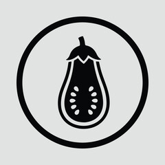 Illustrator Aubergine vegetable icon inside circle Silhouette vector