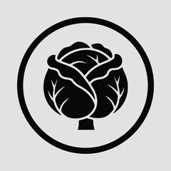 Illustrator Cabbage graphic emblem in a circle Silhouette vector