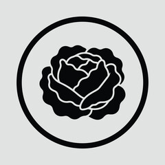 Illustrator Cabbage icon design in a minimalistic style Silhouette vector