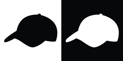 Baseball cap silhouette vector, Baseball hat icon, Baseball cap outline vector illustration