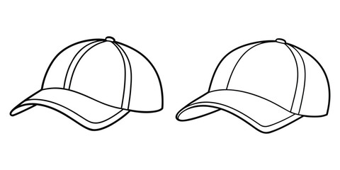baseball cap outline coloring book page line art vector illustration, trucker cap line art vector