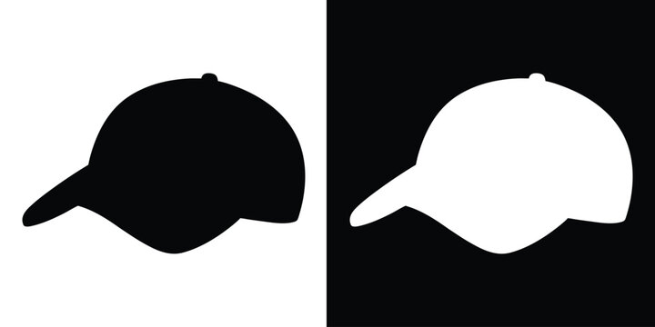 Baseball cap silhouette vector, Baseball hat icon, Baseball cap outline vector illustration